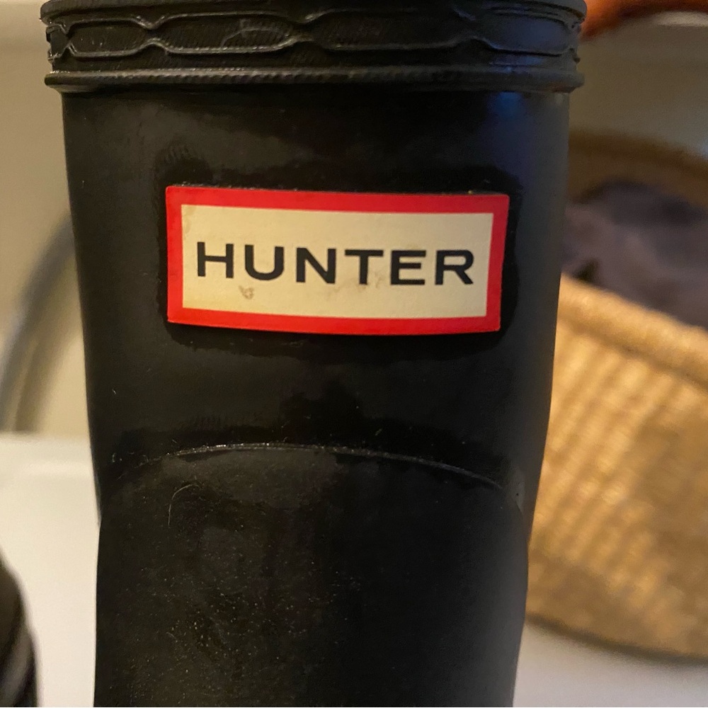 Hunter Classic Black Boots with 4”wedge heel